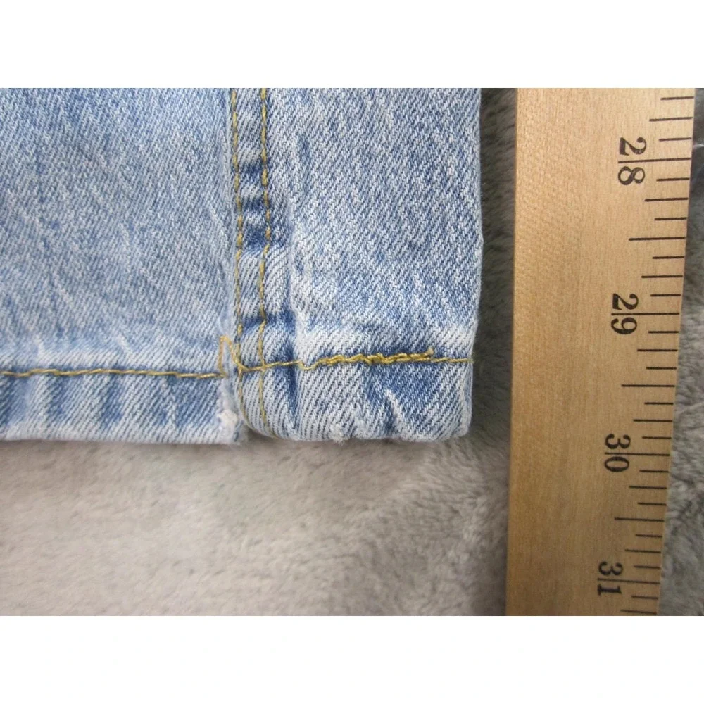 Levi's 527 Slim Bootcut Mens 32x30 Light Blue Frayed Hem Western Denim Jeans